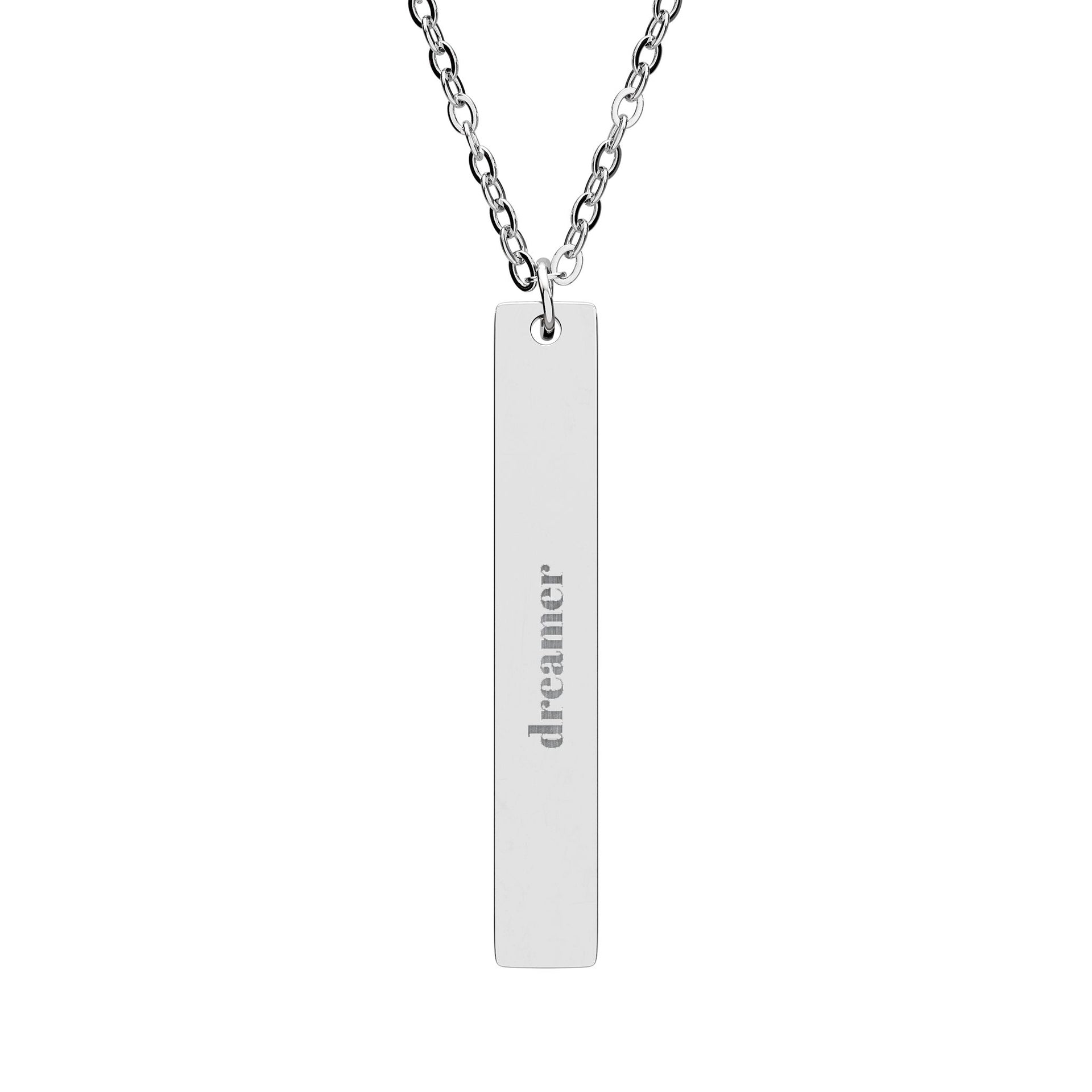 The SIGNATURE Bar - Vertical Engraved Necklace - TalkPeng