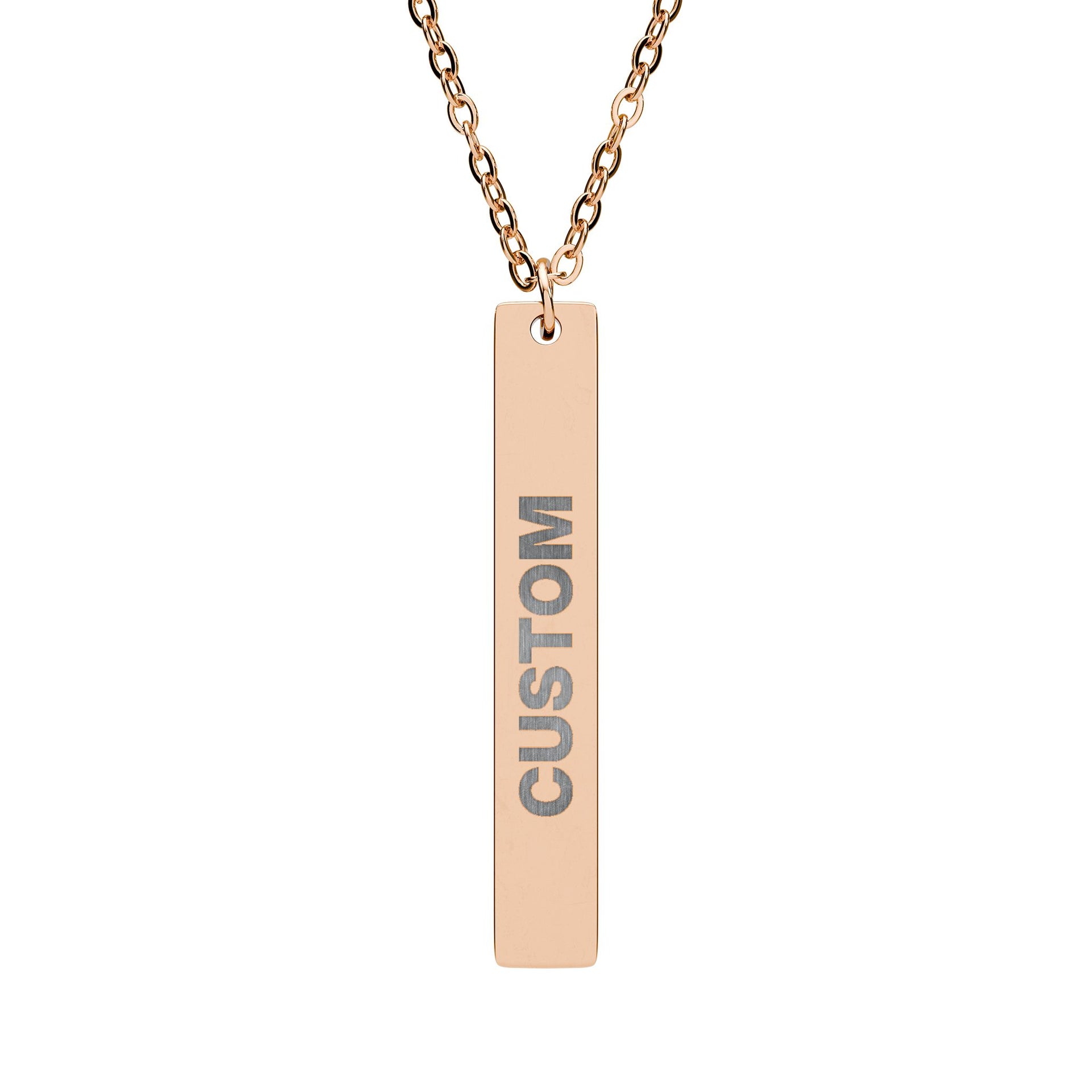 CUSTOM Engraved Vertical Bar Necklace - TalkPeng