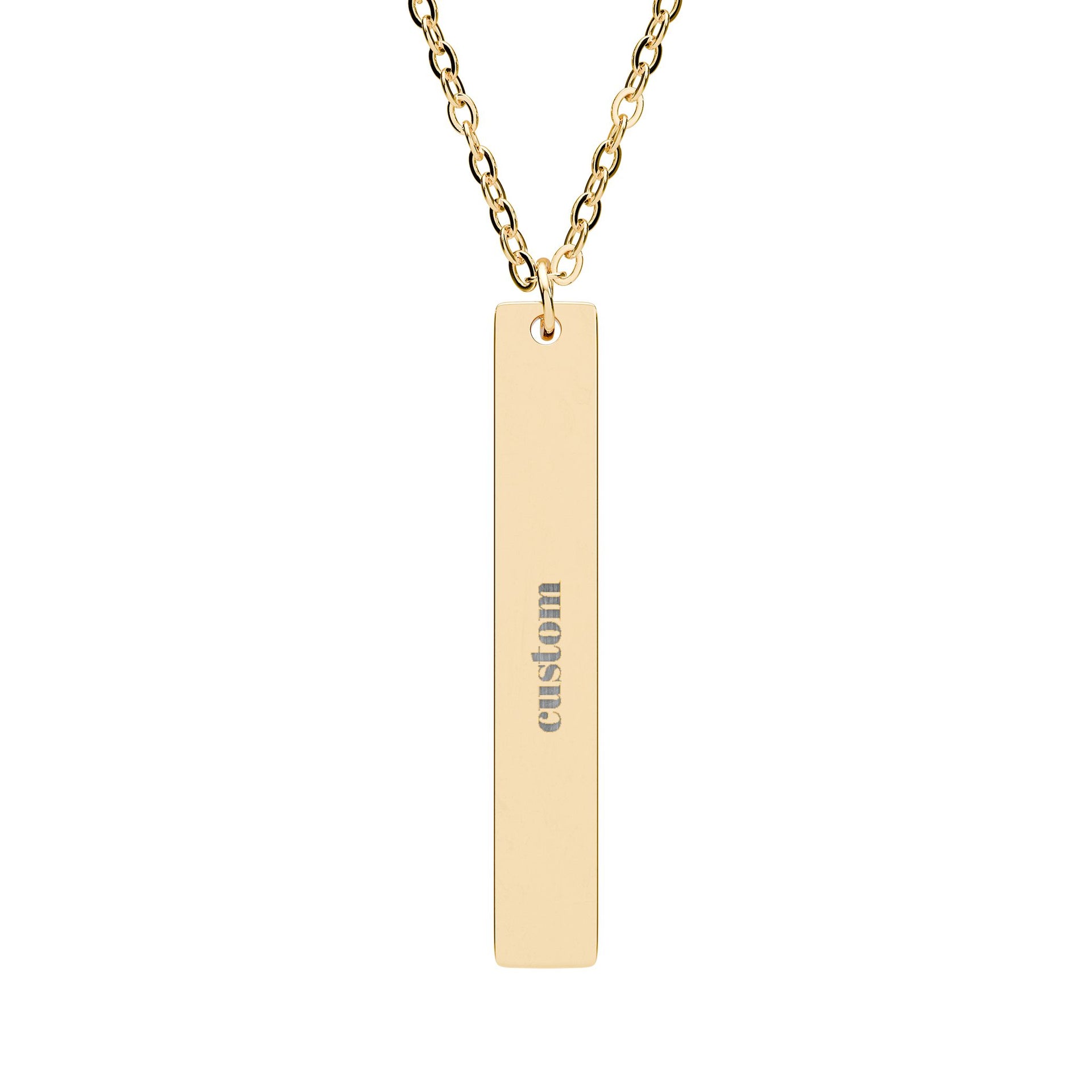 The SIGNATURE Bar - Vertical Engraved Necklace - TalkPeng