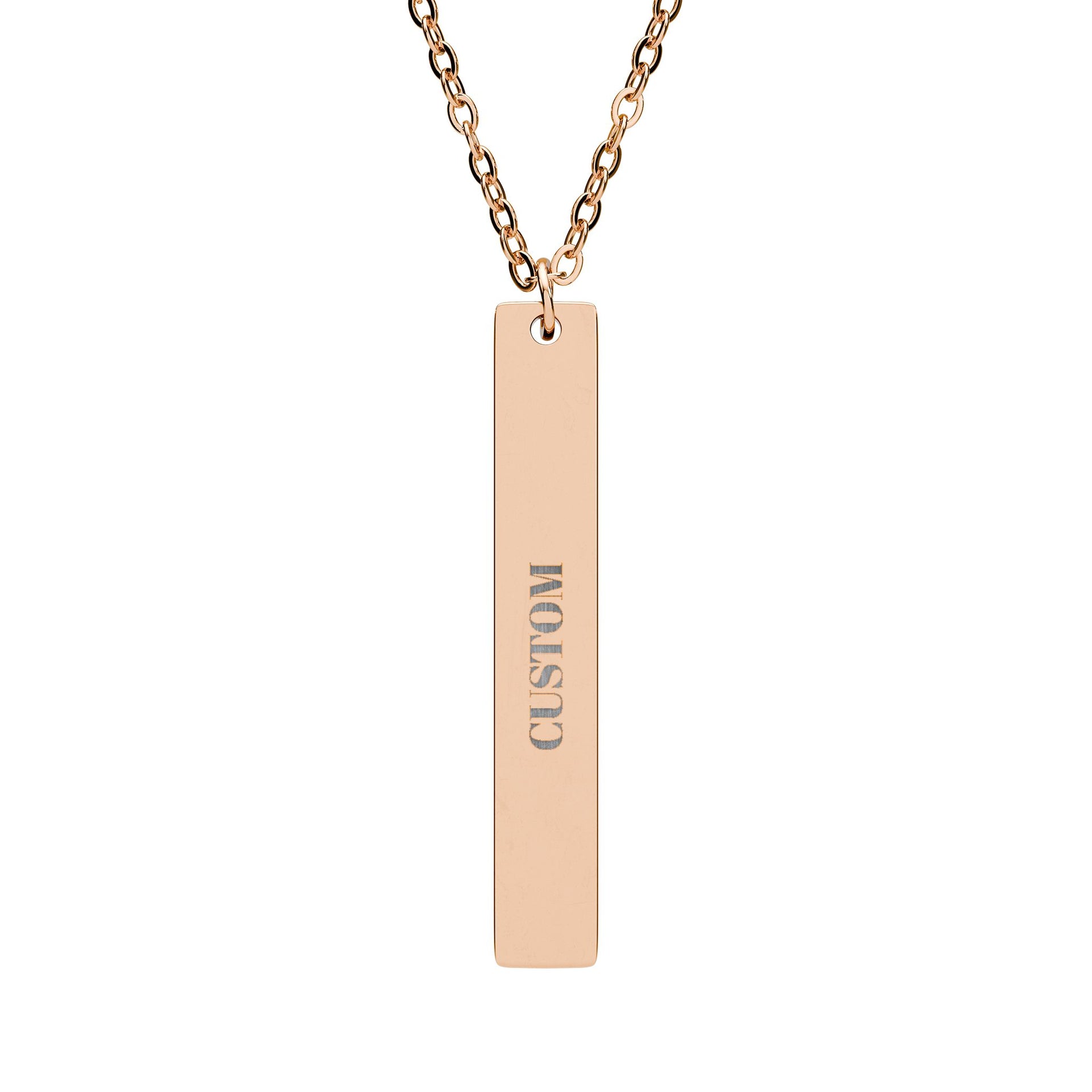 The SIGNATURE Bar - Vertical Engraved Necklace - TalkPeng
