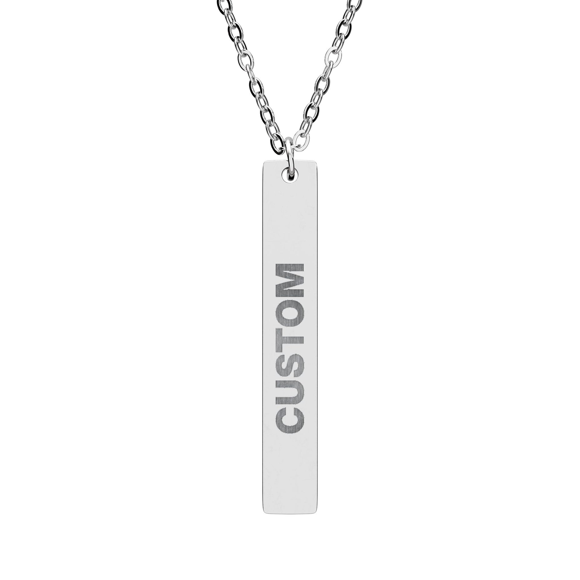 CUSTOM Engraved Vertical Bar Necklace - TalkPeng