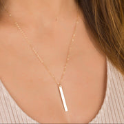 The SIGNATURE Bar - Vertical Engraved Necklace - TalkPeng