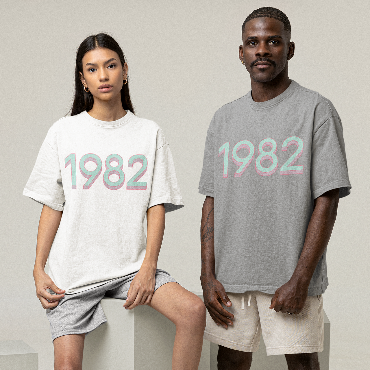 1982 'Mint/Pink' Tee - TalkPeng