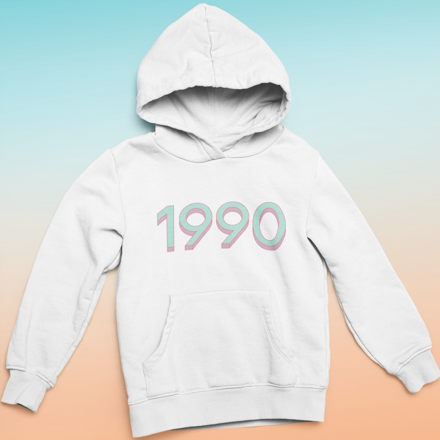 1990 'Mint / Pink' Hoodie - TalkPeng