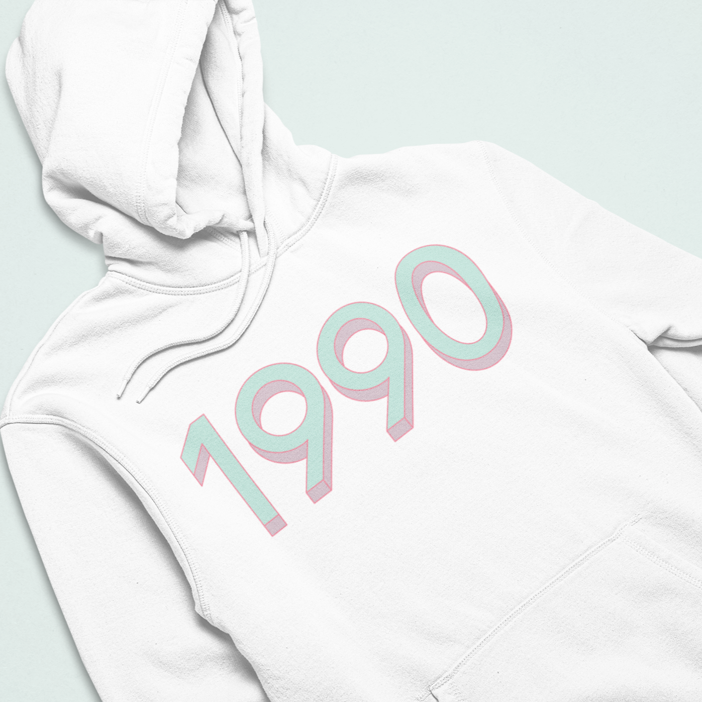 1990 'Mint / Pink' Hoodie - TalkPeng